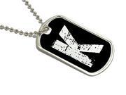 Letter K Initial Military Dog Tag Keychain