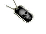 Human Skull Front View Military Dog Tag Keychain