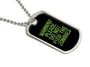 Warning Please Do Not Feed Zombies Military Dog Tag Luggage Keychain