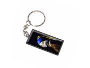 The Cat With The Pearl Earring Girl Johannes Vermeer Painting Parody Funny Keychain Key Chain Ring