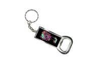 Stretched Colorful Feathery Skull Keychain Bottle Bottlecap Opener