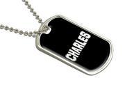 Charles Name Military Dog Tag Luggage Keychain