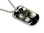 Flower Antique Style Military Dog Tag Keychain