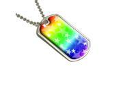 Stars Rainbow Military Dog Tag Keychain
