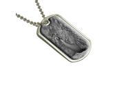 Peacock in Full Feather Display Black and White Vintage Military Dog Tag Keychain