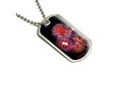 Multiple Fireworks at Night Military Dog Tag Keychain