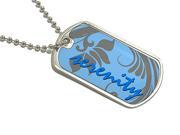 Serenity Blue Military Dog Tag Keychain