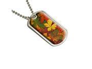 Colorful Autumn Fall Leaves Military Dog Tag Keychain