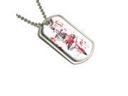 Sword Wrapped in Banner Ribbon - Blood Military Dog Tag Keychain Sword Wrapped in Banner Ribbon - Blood Military Dog Tag Keychain