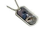 Belted Kingfisher Bird Military Dog Tag Keychain