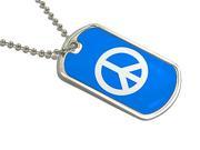 Peace Sign Blue Military Dog Tag Keychain