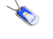 Snowy Owl Bird Smart Military Dog Tag Keychain