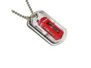 Telephone Booth Red Call Box England Great Britain Military Dog Tag Keychain