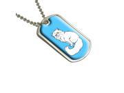 Persian Cat White on Blue Pet Military Dog Tag Keychain