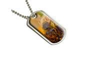 Bee Covered In Pollen On Flower Military Dog Tag Keychain