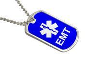 EMT Star of Life Blue Military Dog Tag Keychain