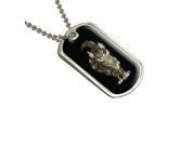 Maine Coon Cat On Black Military Dog Tag Keychain