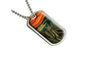 The Screaming Cat Edvar Munch Painting Parody Funny Military Dog Tag Keychain