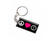 Peace Love Wine Pink Heart Keychain Key Chain Ring
