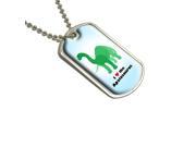 I Love Heart Apatosaurus Dinosaur Long Neck Blue Background Military Dog Tag Keychain