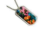 Multi Colored Tulips Military Dog Tag Keychain