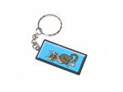 Tabby Cat Brown On Blue Pet Keychain Key Chain Ring