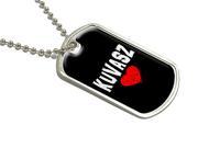 Kuvasz Love Black Military Dog Tag Luggage Keychain