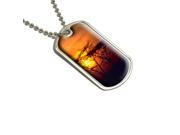 Africa African Sunset Military Dog Tag Keychain