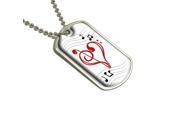 Music Heart Love Treble Bass Clef Notes Staff White Military Dog Tag Keychain
