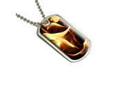 BBQ Barbecue Charcoals Coals Fire Flame Military Dog Tag Keychain