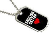 English Setter Love Black Military Dog Tag Luggage Keychain