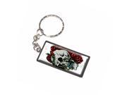 Human Skull Vines and Roses Skeleton Flowers Keychain Key Chain Ring