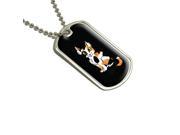 Calico Cat On Black Military Dog Tag Keychain