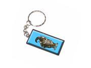 Maine Coon Cat On Blue Keychain Key Chain Ring