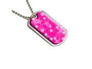 Stars Hot Pink Military Dog Tag Keychain