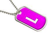 Letter L Initial Pink Military Dog Tag Luggage Keychain