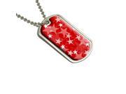 Stars Red Military Dog Tag Keychain
