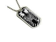 Zebra Safari Black and White Animal Print Stripes Safari Military Dog Tag Keychain