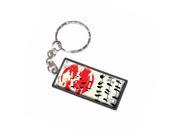 Black Birds on a Wire Under Red Sun Moon Keychain Key Chain Ring