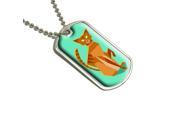 Geometric Siamese Cat Ginger Military Dog Tag Keychain