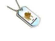 I Love Heart Triceratops Triceratop Dinosaur Three Horns Blue Background Military Dog Tag Keychain