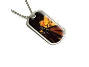 Monarch Butterfly on Yellow Flower Military Dog Tag Keychain