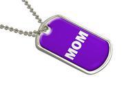 Mom Purple Military Dog Tag Luggage Keychain