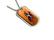 Rodeo Cowboy Orange Western Horse Country Military Dog Tag Keychain