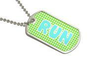 Run Running Jogging Marathon Blue Green Military Dog Tag Keychain