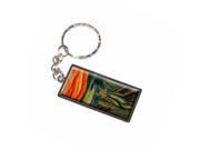 The Screaming Cat Edvard Munch Painting Parody Funny Keychain Key Chain Ring