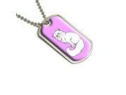 Persian Cat White on Pink Pet Military Dog Tag Keychain