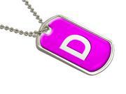 Letter D Initial Pink Military Dog Tag Luggage Keychain