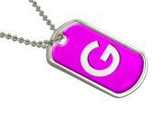 Letter G Initial Pink Military Dog Tag Luggage Keychain