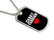 Cesky Terrier Love Black Military Dog Tag Luggage Keychain